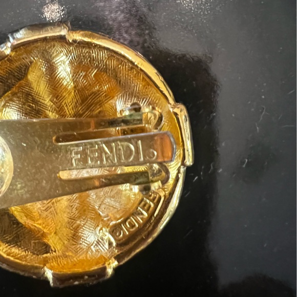 Rare Fendi FF Earrings - Gold Clip On Earrings - Picture 3 of 7